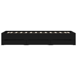 vidaXL Bed Frame with Drawers Black 100x200 cm Engineered Wood