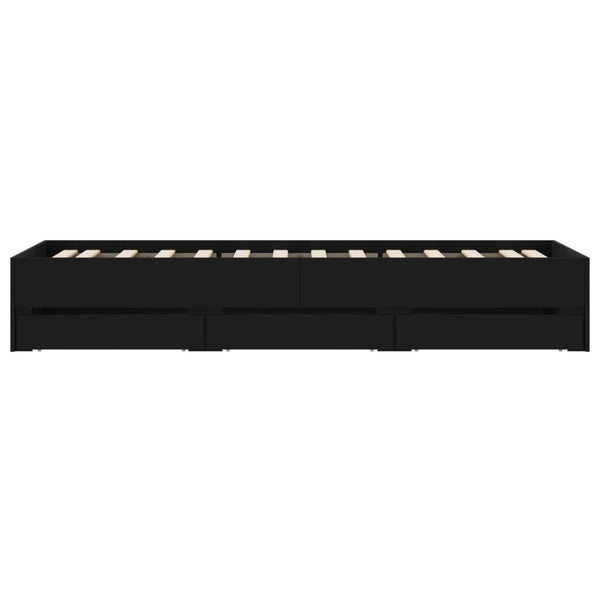 vidaXL Bed Frame with Drawers Black 100x200 cm Engineered Wood