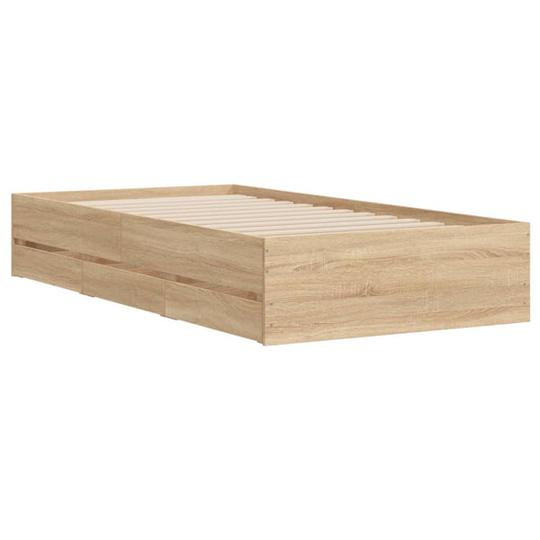 vidaXL Bed Frame with Drawers Sonoma Oak 100x200cm Engineered Wood