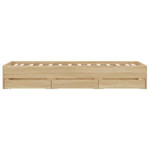 vidaXL Bed Frame with Drawers Sonoma Oak 100x200cm Engineered Wood