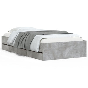 vidaXL Bed Frame with Drawers Concrete Grey 100x200 cm Engineered Wood
