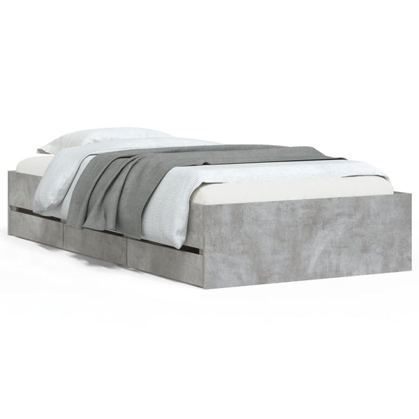 vidaXL Bed Frame with Drawers Concrete Grey 100x200 cm Engineered Wood