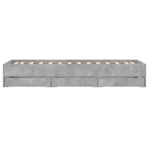vidaXL Bed Frame with Drawers Concrete Grey 100x200 cm Engineered Wood