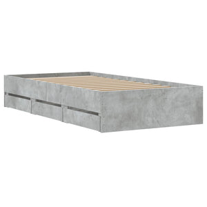 vidaXL Bed Frame with Drawers Concrete Grey 100x200 cm Engineered Wood