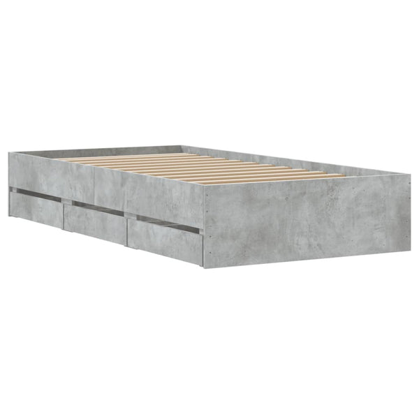 vidaXL Bed Frame with Drawers Concrete Grey 100x200 cm Engineered Wood