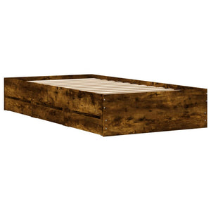 vidaXL Bed Frame with Drawers Smoked Oak 100x200cm Engineered Wood