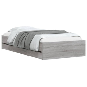 vidaXL Bed Frame with Drawers Grey Sonoma 100x200 cm Engineered Wood