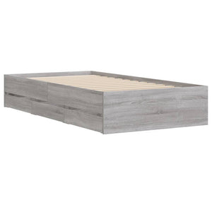 vidaXL Bed Frame with Drawers Grey Sonoma 100x200 cm Engineered Wood