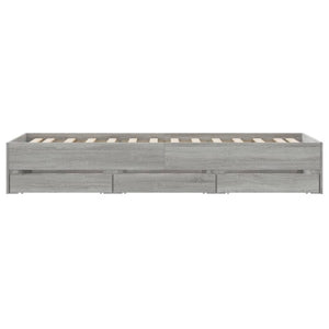 vidaXL Bed Frame with Drawers Grey Sonoma 100x200 cm Engineered Wood