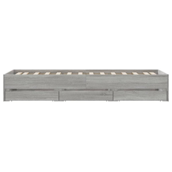 vidaXL Bed Frame with Drawers Grey Sonoma 100x200 cm Engineered Wood
