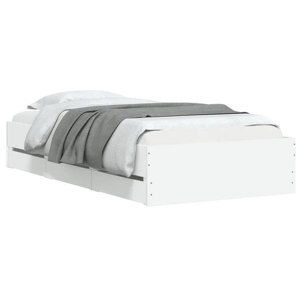 vidaXL Bed Frame with Drawers White 90x200 cm Engineered Wood