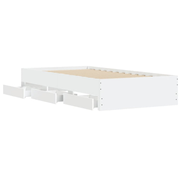 vidaXL Bed Frame with Drawers White 90x200 cm Engineered Wood