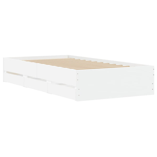 vidaXL Bed Frame with Drawers White 90x200 cm Engineered Wood