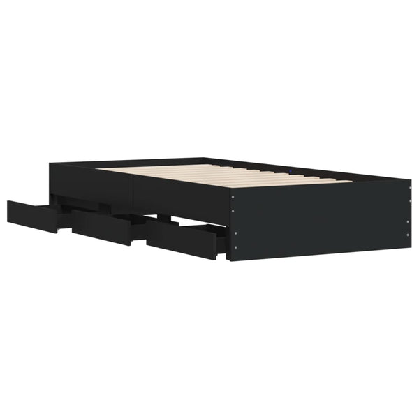 vidaXL Bed Frame with Drawers Black 90x200 cm Engineered Wood