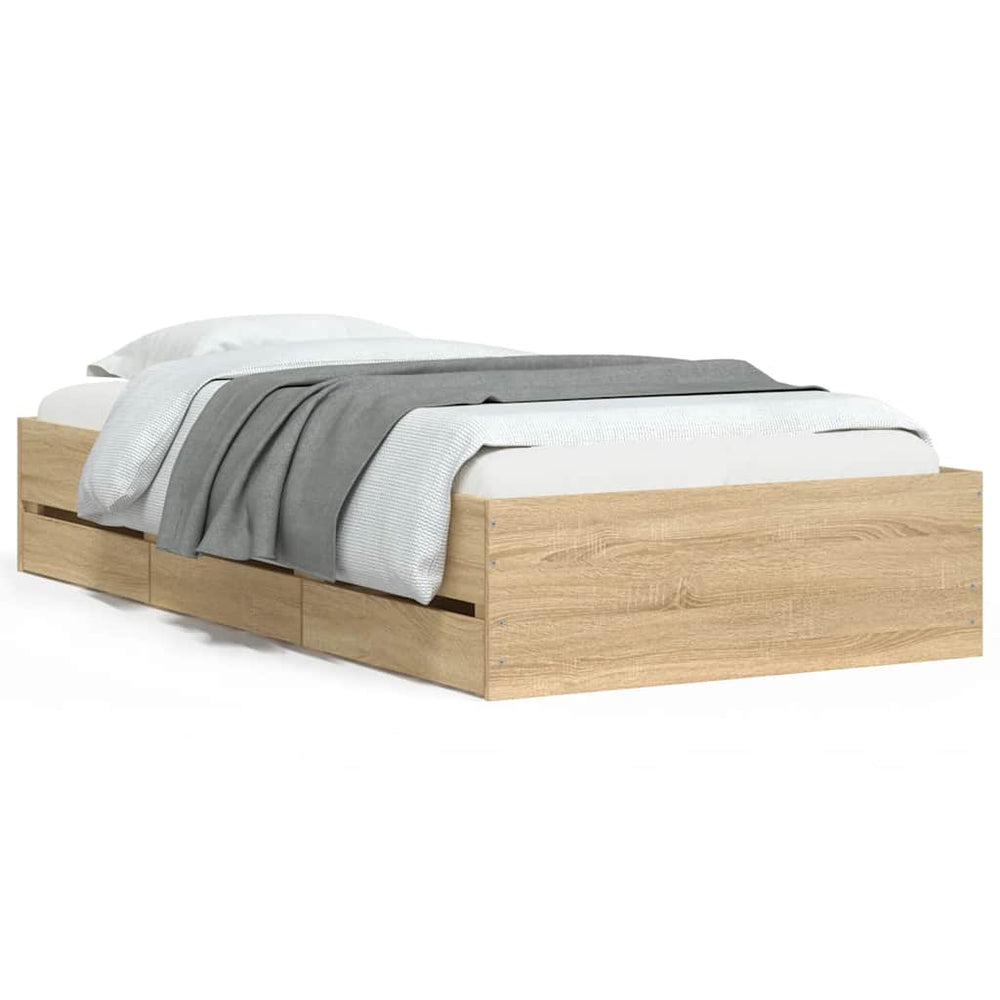 vidaXL Bed Frame with Drawers Sonoma Oak 90x200cm Engineered Wood