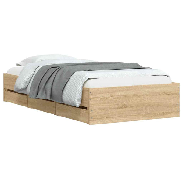 vidaXL Bed Frame with Drawers Sonoma Oak 90x200cm Engineered Wood