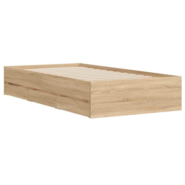 vidaXL Bed Frame with Drawers Sonoma Oak 90x200cm Engineered Wood