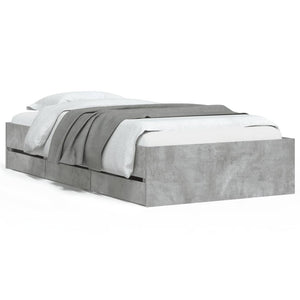 vidaXL Bed Frame with Drawers Concrete Grey 90x200 cm Engineered Wood