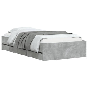 vidaXL Bed Frame with Drawers Concrete Grey 90x200 cm Engineered Wood