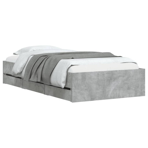 vidaXL Bed Frame with Drawers Concrete Grey 90x200 cm Engineered Wood