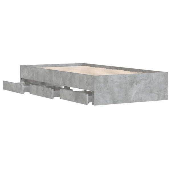 vidaXL Bed Frame with Drawers Concrete Grey 90x200 cm Engineered Wood