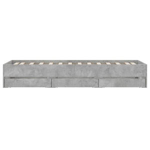 vidaXL Bed Frame with Drawers Concrete Grey 90x200 cm Engineered Wood