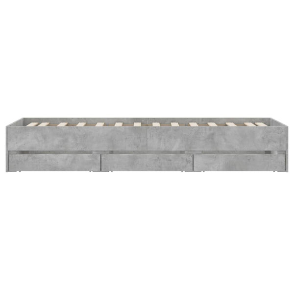 vidaXL Bed Frame with Drawers Concrete Grey 90x200 cm Engineered Wood