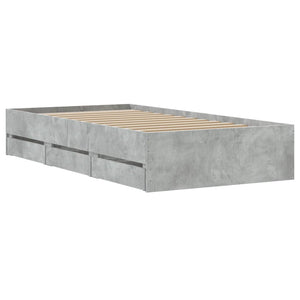 vidaXL Bed Frame with Drawers Concrete Grey 90x200 cm Engineered Wood