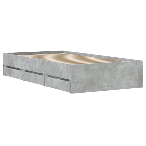 vidaXL Bed Frame with Drawers Concrete Grey 90x200 cm Engineered Wood