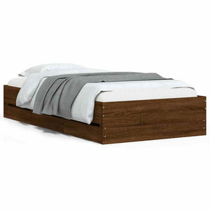 vidaXL Bed Frame with Drawers Brown Oak-Effect 90x200 cm