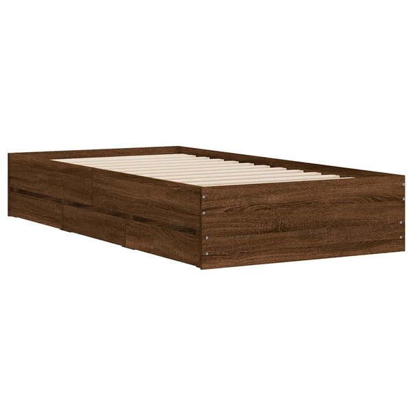 vidaXL Bed Frame with Drawers Brown Oak-Effect 90x200 cm