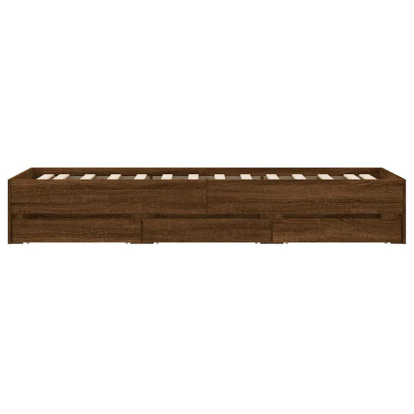 vidaXL Bed Frame with Drawers Brown Oak-Effect 90x200 cm