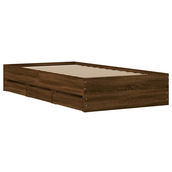 vidaXL Bed Frame with Drawers Brown Oak-Effect 90x200 cm