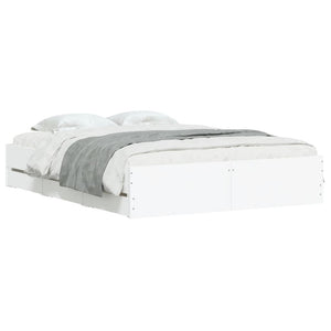 vidaXL Bed Frame with Drawers White 140x190 cm Engineered Wood