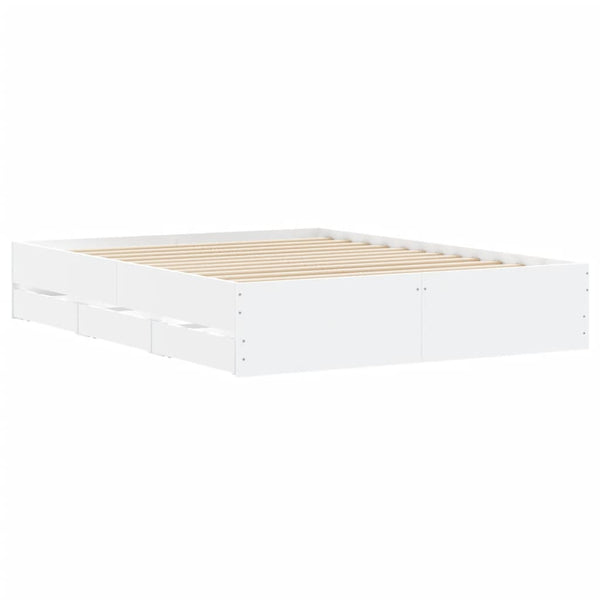 vidaXL Bed Frame with Drawers White 140x190 cm Engineered Wood