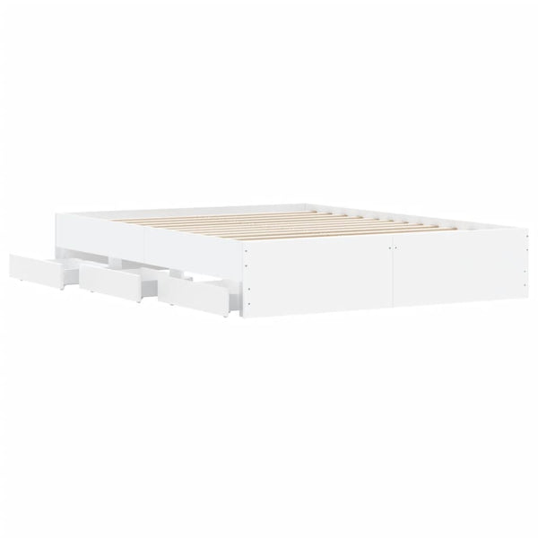 vidaXL Bed Frame with Drawers White 140x190 cm Engineered Wood