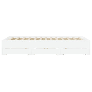 vidaXL Bed Frame with Drawers White 140x190 cm Engineered Wood