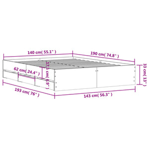 vidaXL Bed Frame with Drawers White 140x190 cm Engineered Wood