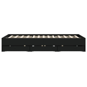 vidaXL Bed Frame with Drawers Black 140x190 cm Engineered Wood