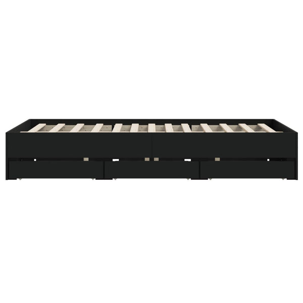 vidaXL Bed Frame with Drawers Black 140x190 cm Engineered Wood