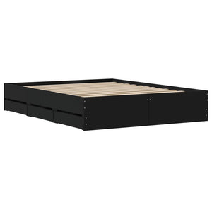 vidaXL Bed Frame with Drawers Black 140x190 cm Engineered Wood