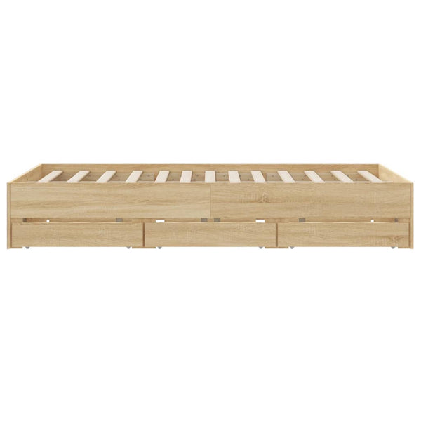 vidaXL Bed Frame with Drawers Sonoma Oak 140x190cm Engineered Wood
