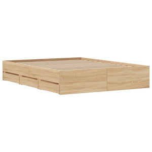 vidaXL Bed Frame with Drawers Sonoma Oak 140x190cm Engineered Wood