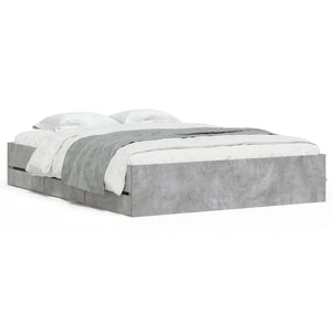 vidaXL Bed Frame with Drawers Concrete Grey 140x190 cm Engineered Wood
