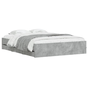 vidaXL Bed Frame with Drawers Concrete Grey 140x190 cm Engineered Wood