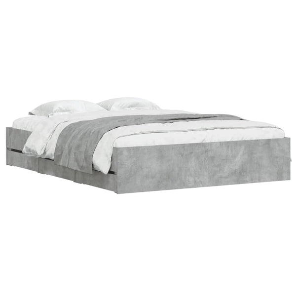 vidaXL Bed Frame with Drawers Concrete Grey 140x190 cm Engineered Wood