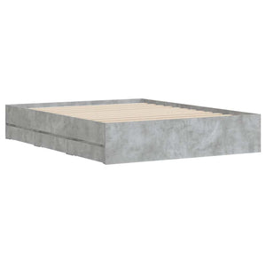 vidaXL Bed Frame with Drawers Concrete Grey 140x190 cm Engineered Wood