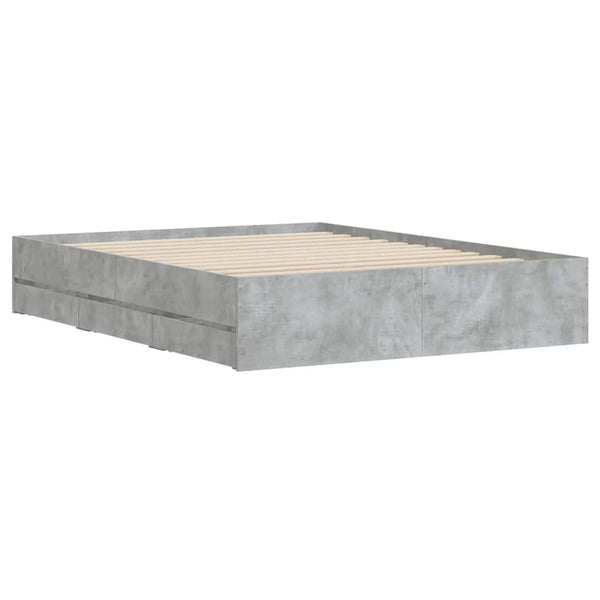 vidaXL Bed Frame with Drawers Concrete Grey 140x190 cm Engineered Wood