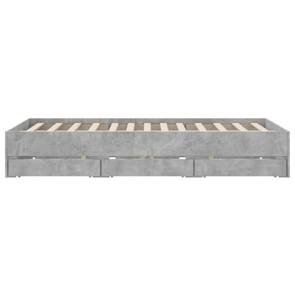vidaXL Bed Frame with Drawers Concrete Grey 140x190 cm Engineered Wood