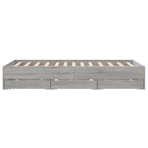 vidaXL Bed Frame with Drawers Grey Sonoma 140x190 cm Engineered Wood